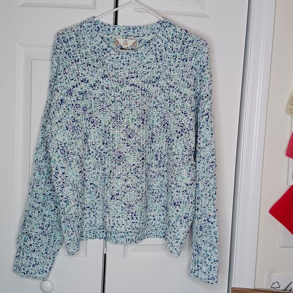 Pink Rose Ivory/ Teal Blue Chunky Knit Sweater Sz XL- NWT - Picture 3 of 15